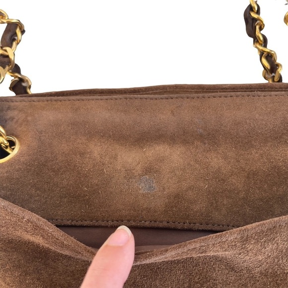 Authentic Vintage Chanel Timeless Chain Brown Suede Shoulder Bag - Picture 9 of 16